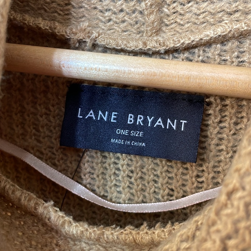 LANE BRYANT NWT Women's Plus One-size Colorblock Fringe-Hem Overpiece Brown - Picture 9 of 10